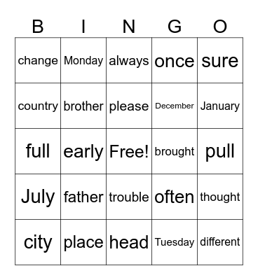 Fundations Level 2 Bingo Card