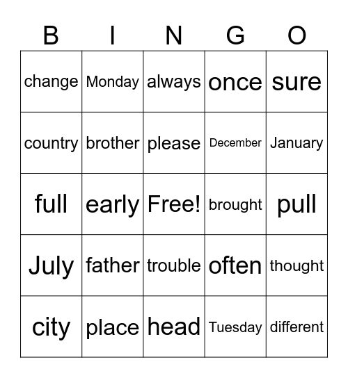 Fundations Level 2 Bingo Card