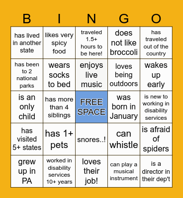 Find Someone Who Bingo Card