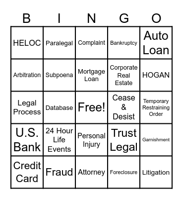 Law Division Bingo Card