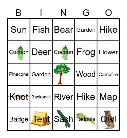 Great Outdoor Adventure Camp Bingo! Bingo Card