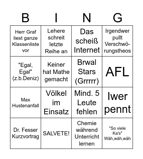 Schule BestOf Events Bingo Card
