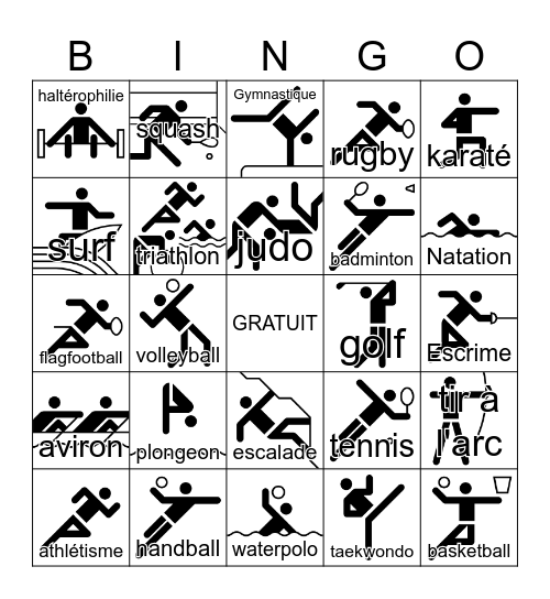 Bingo des sports Bingo Card