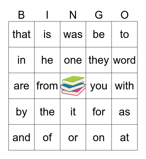 Most Common Words Bingo Card