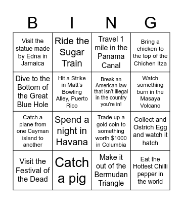 THE GREAT CARIBBEAN RACE Bingo Card