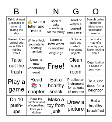 SUMMER ACTIVITIES ☀️ Bingo Card