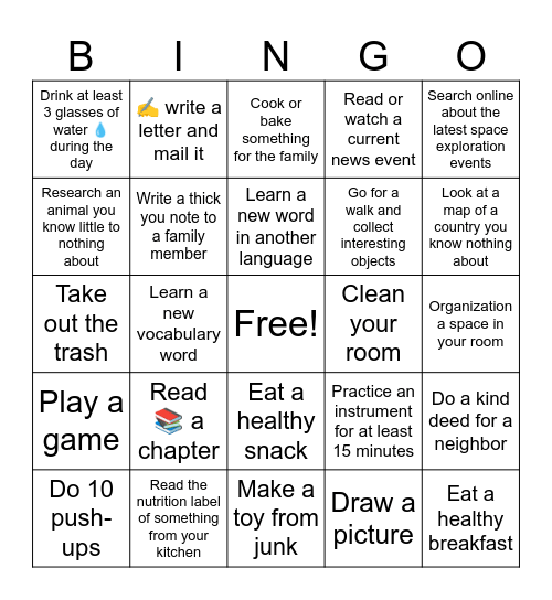 SUMMER ACTIVITIES ☀️ Bingo Card