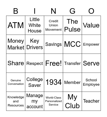 90th Anniversary CU Bingo Card