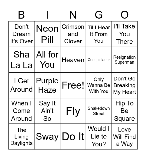 HN Hodgepodge Songs #3 Bingo Card