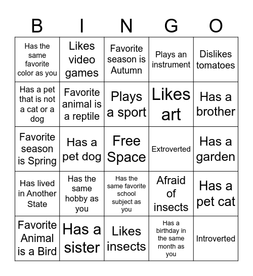 Camp Bingo Card