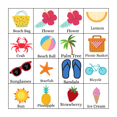 Summer Time Bingo Card