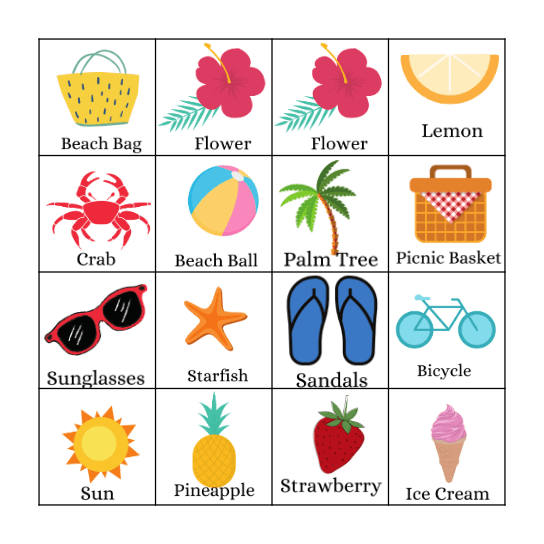 Summer Time Bingo Card