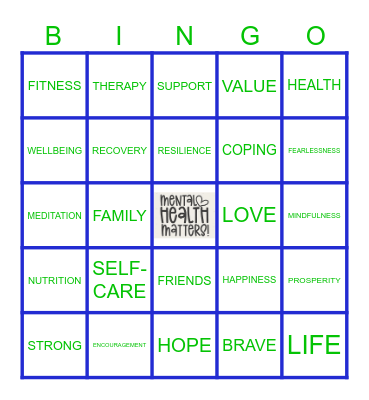 MEN'S MENTAL HEALTH AWARENESS Bingo Card