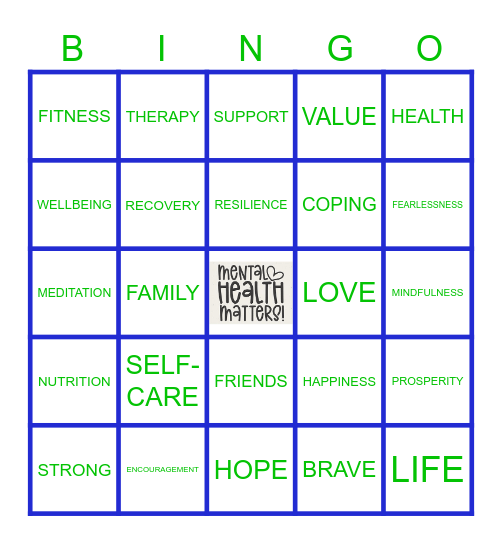 MEN'S MENTAL HEALTH AWARENESS Bingo Card