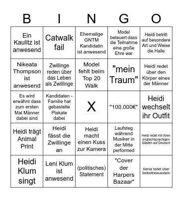 GNTM 2024 Bingo Card
