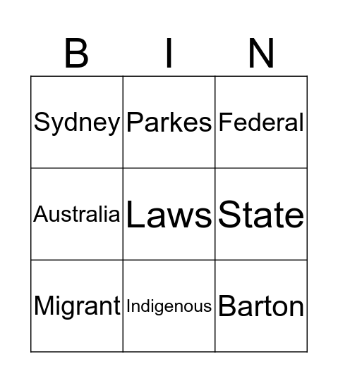 Titled Bingo Card