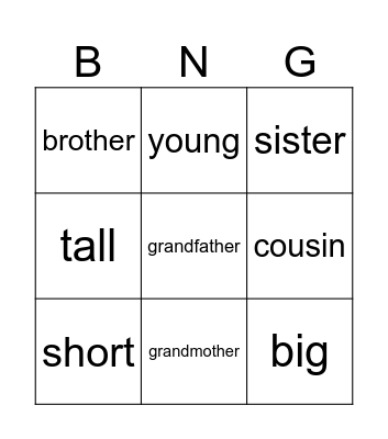 Family Bingo Card
