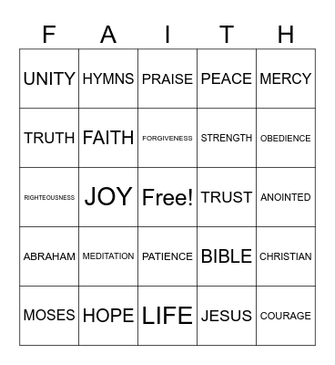 Keeping The Faith Bingo Card