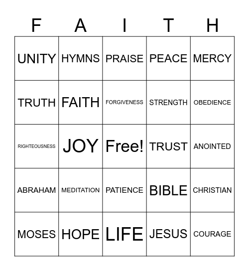 Keeping The Faith Bingo Card