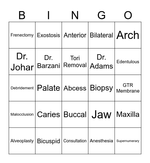 Empire Oral Surgery BINGO Card