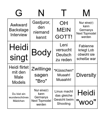 GNTM 2024 Finale Bingo Card