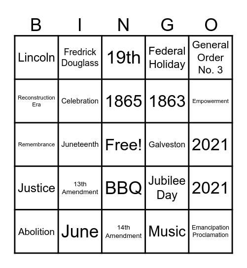 Juneteenth Bingo Card