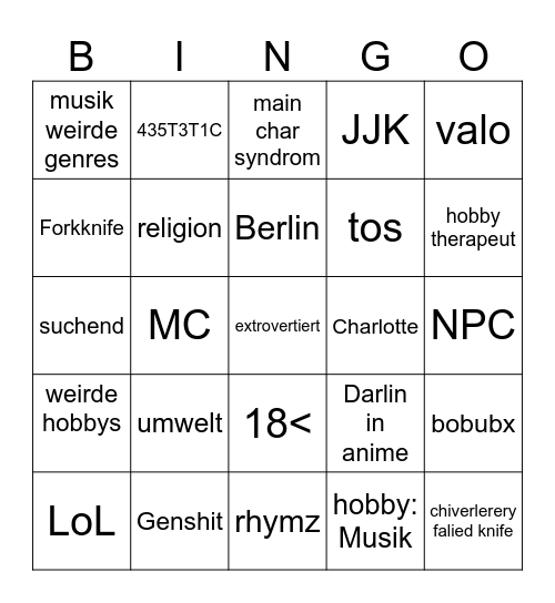 das hallo bingo Card