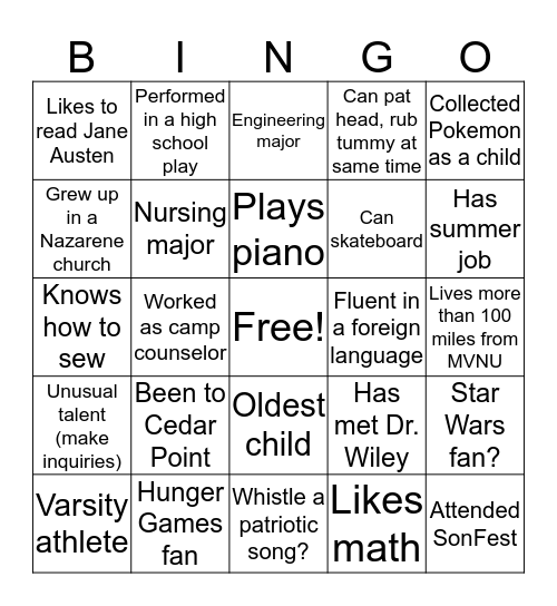 WELCOME TO HONORS! Bingo Card
