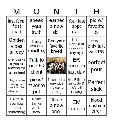 Last Month Bingo Card