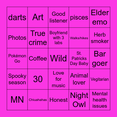 ALEXIE Bingo Card