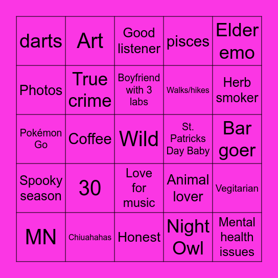 ALEXIE Bingo Card