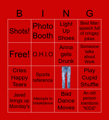 Jared's Wedding Bingo Card