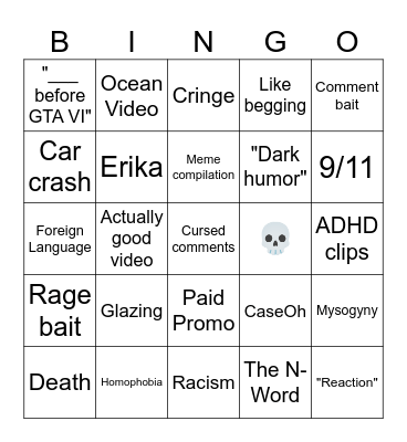 Instagram Reels Bingo Card
