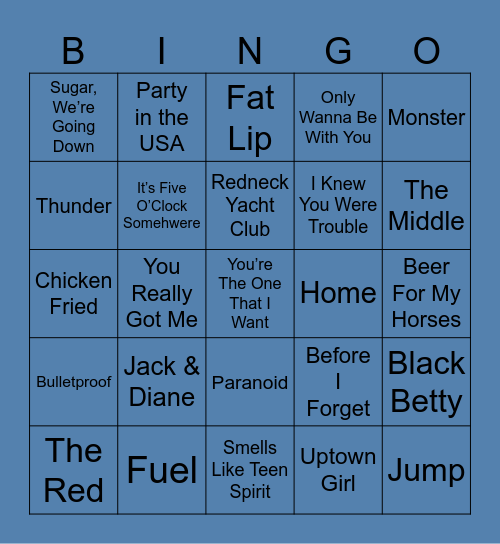 Music Trivia Bingo Card