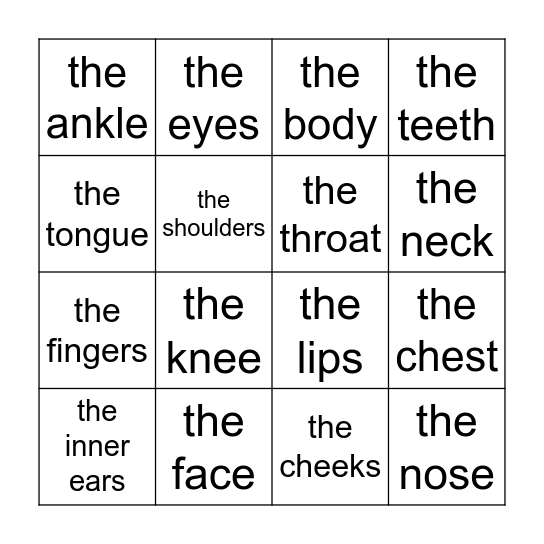 SP 10: EL CUERPO (palabras) Bingo Card