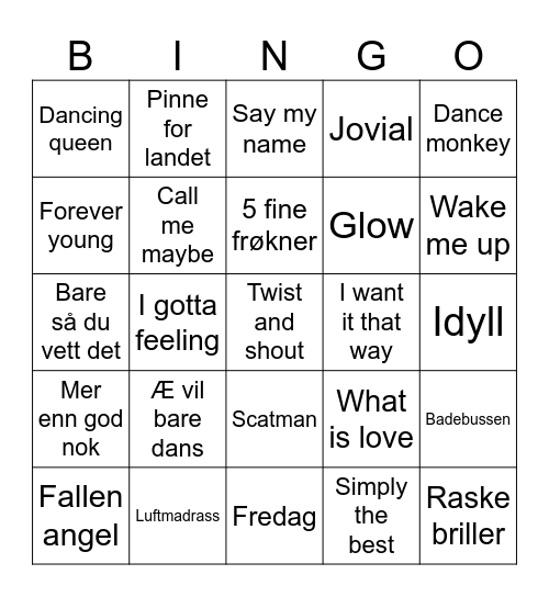 MUSIKKBINGO Card