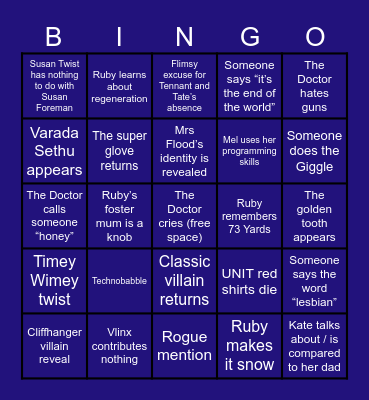 ‘The Legend of Ruby Sunday’ Bingo Card