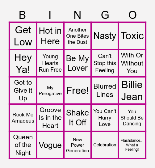 MUSIC BINGO at the Ann Arbor Eagles! Bingo Card