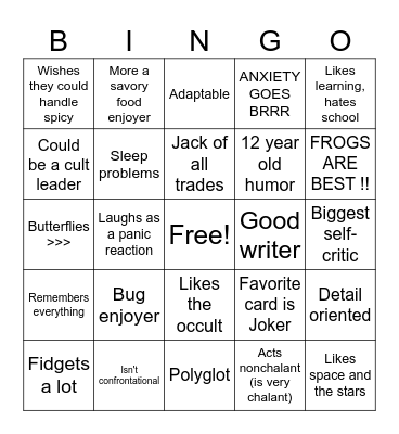 ARE YOU LIKE SAL KSTERR Bingo Card