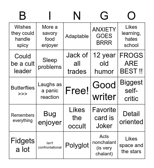 ARE YOU LIKE SAL KSTERR Bingo Card