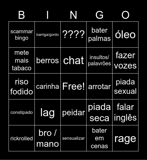 Clips do Wuant Bingo Card