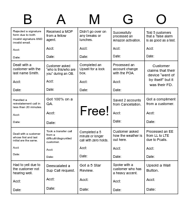 OBA Team Bingo Card