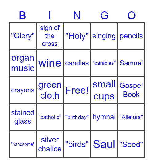 Sunday Bingo (look and listen!) _Proper 6B Bingo Card