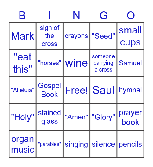 Sunday Bingo (look and listen!) _Proper 6B Bingo Card