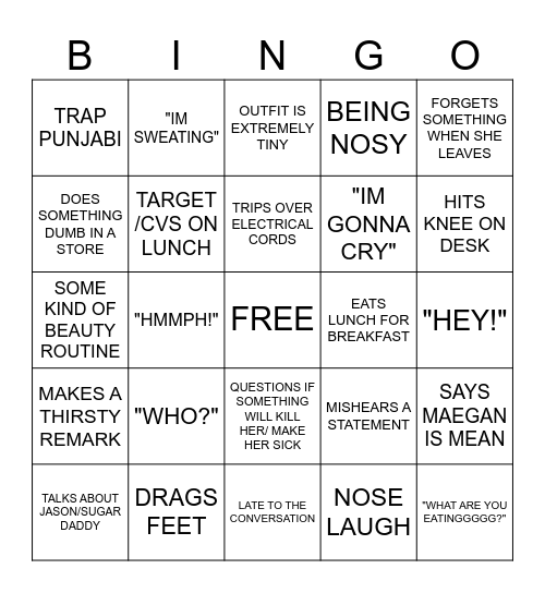 ROXANNE Bingo Card