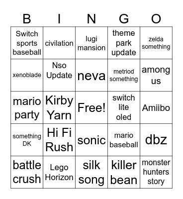 Nintendo 6/18-6/19 CARD Bingo Card