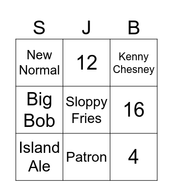 Sloppy Bingo Card