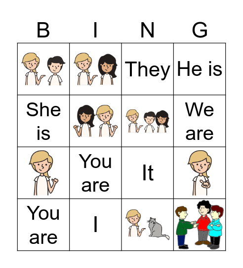 Subject Pronouns Bingo Card