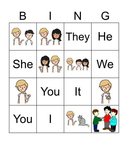 Subject Pronouns Bingo Card