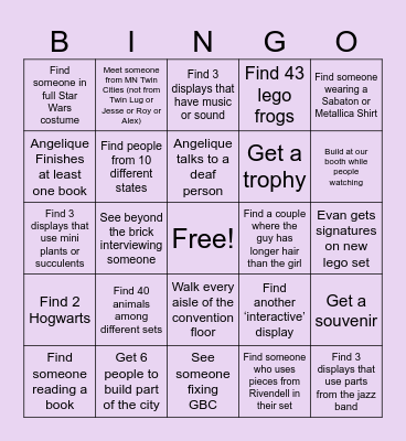 Chicago Lego Bingo Card